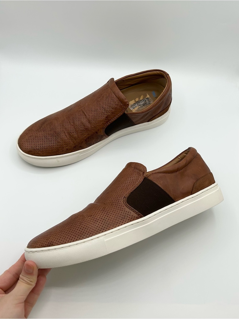 Johnston & Murphy Brown Cognac Leather Slip On Sneaker Casual Men’s Size 8.5
